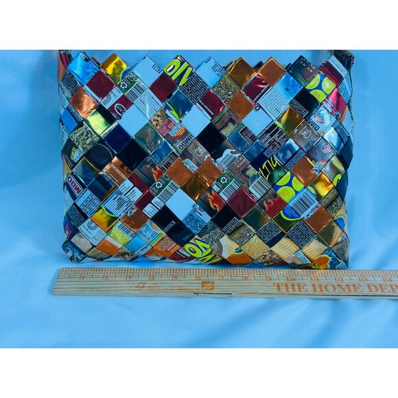 Vintage Candy Gum Wrapper Woven Handbag Recycled Material - Picture 9 of 9